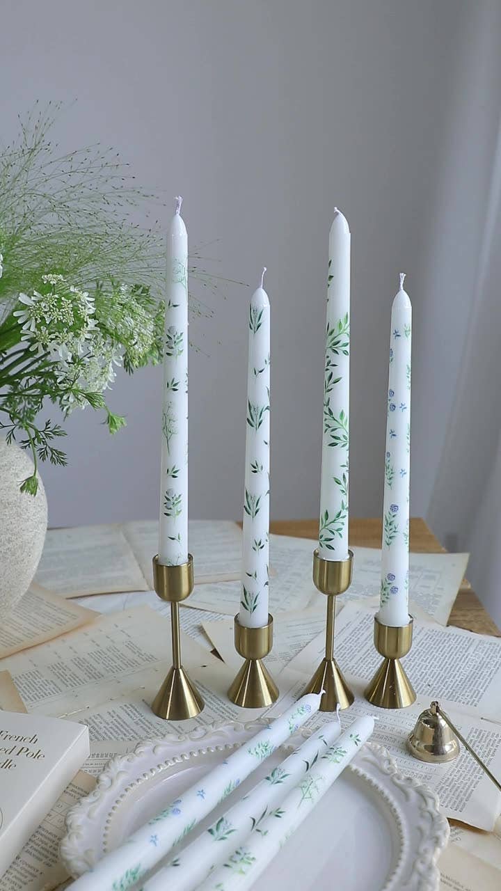2pcs 25CM European Style Plant Print Smokeless Decor Candles: #1