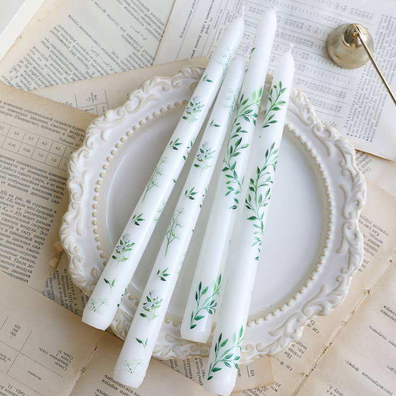2pcs 25CM European Style Plant Print Smokeless Decor Candles: #1
