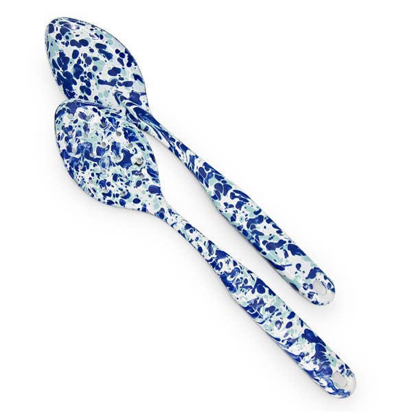 Golden Rabbit Enamelware Swirl Spoon Set: Solid White