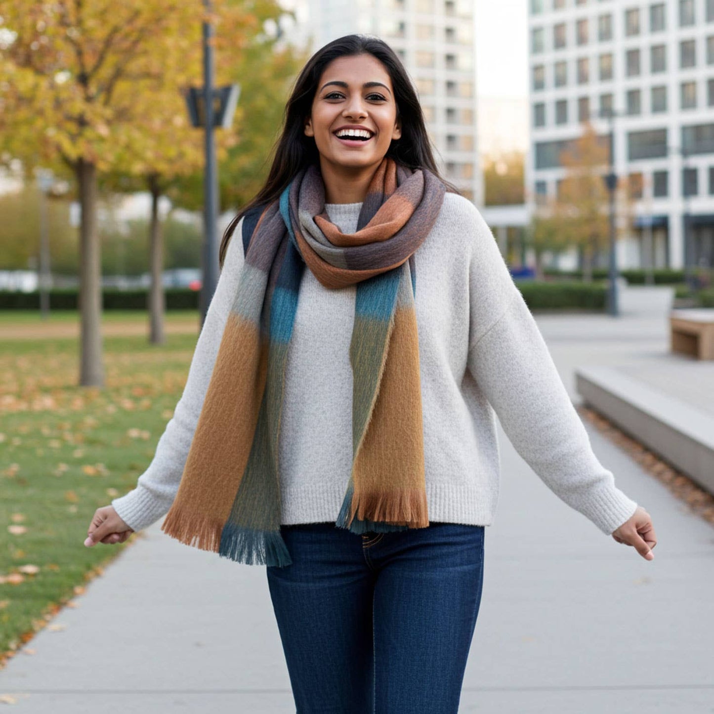 Alpaca Plaid Scarf - Rustic Dune