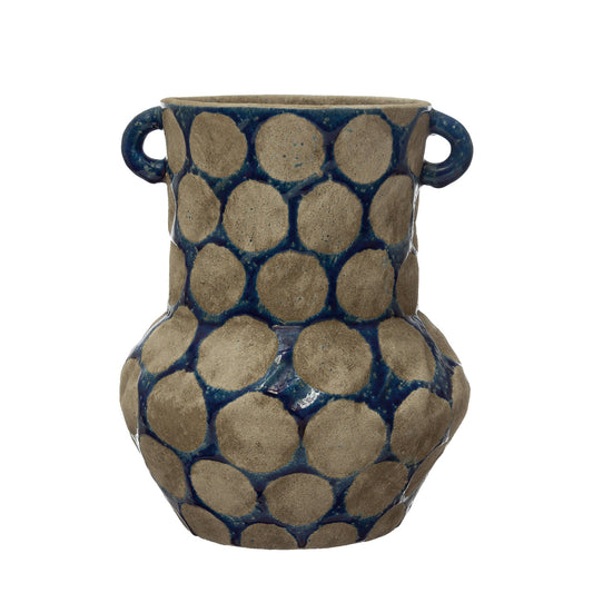 Terra-cotta Vase with Wax Relief Dots and Handles