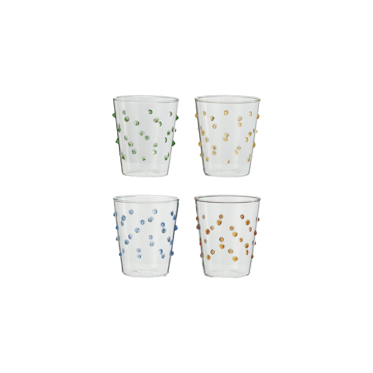 13 oz. Handmade Drinking Glass w/ Raised Dots, 4 Colors