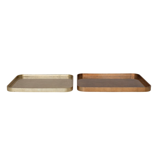 MDF Lacquered Trays w/ Foil, Copper & Gold Finish