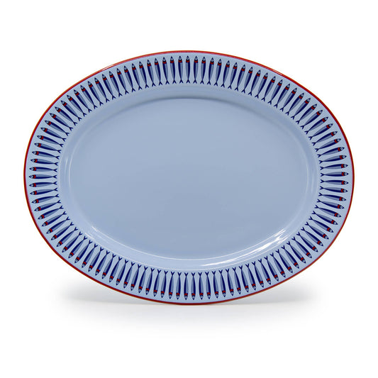 Mur by Ayca x CCH Anchovies Small 14 in Oval Tray, Red Rim