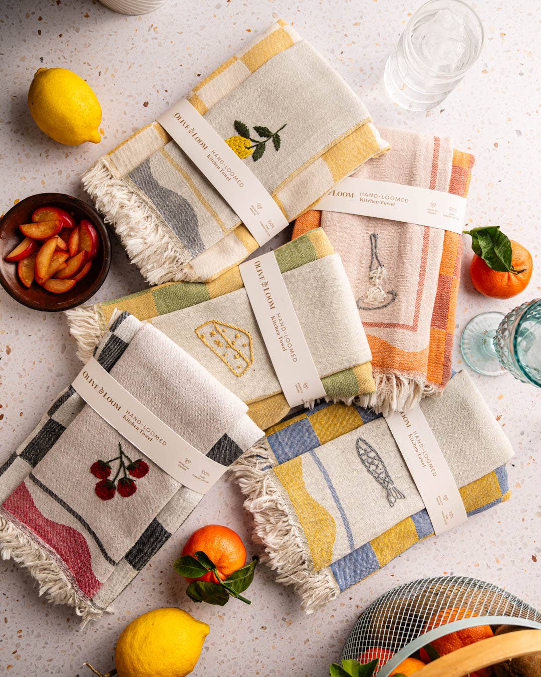 Lemon - Hand Stitched Kitchen Towel