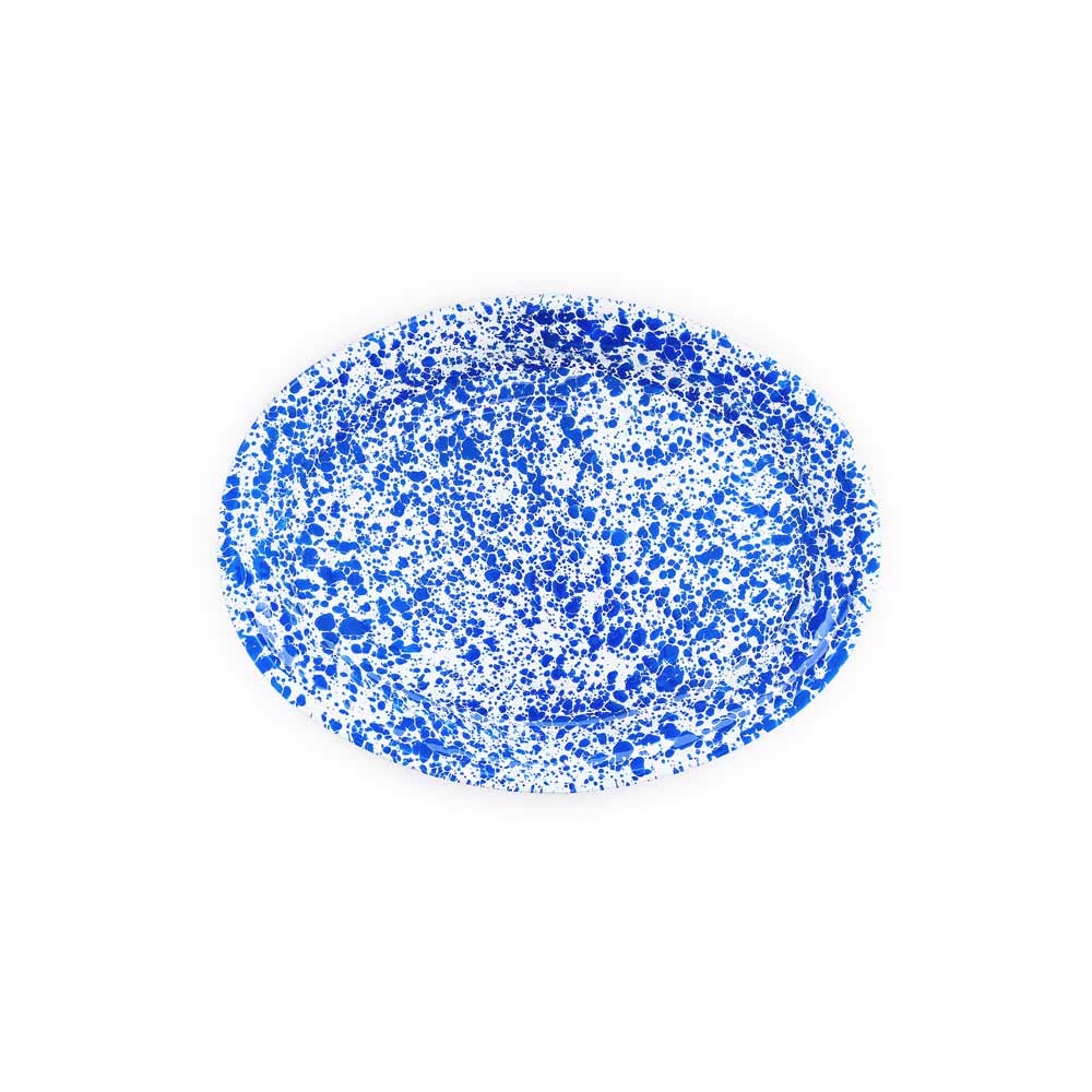Splatter Enamelware Oval Platter: Blue Splatter