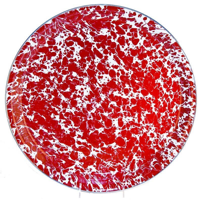Golden Rabbit Enamelware Swirl Large Tray: Red Swirl