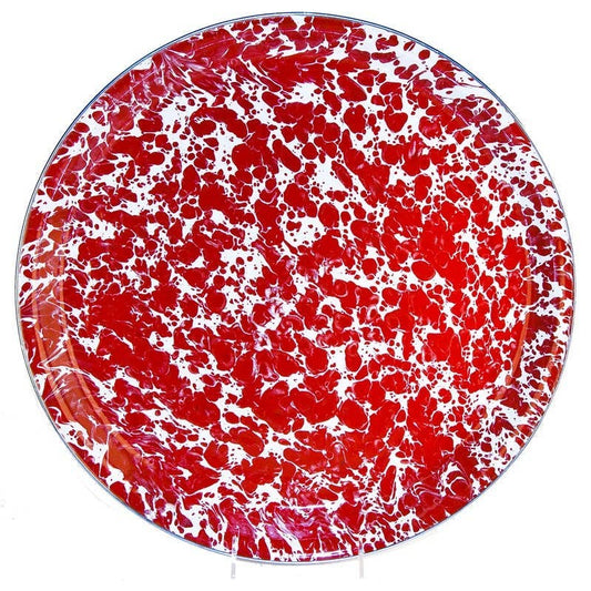 Golden Rabbit Enamelware Swirl Large Tray: Red Swirl