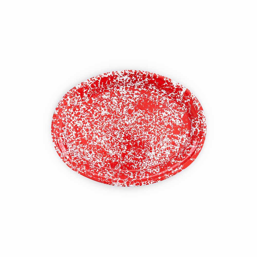 Splatter Enamelware Oval Platter: Red Splatter