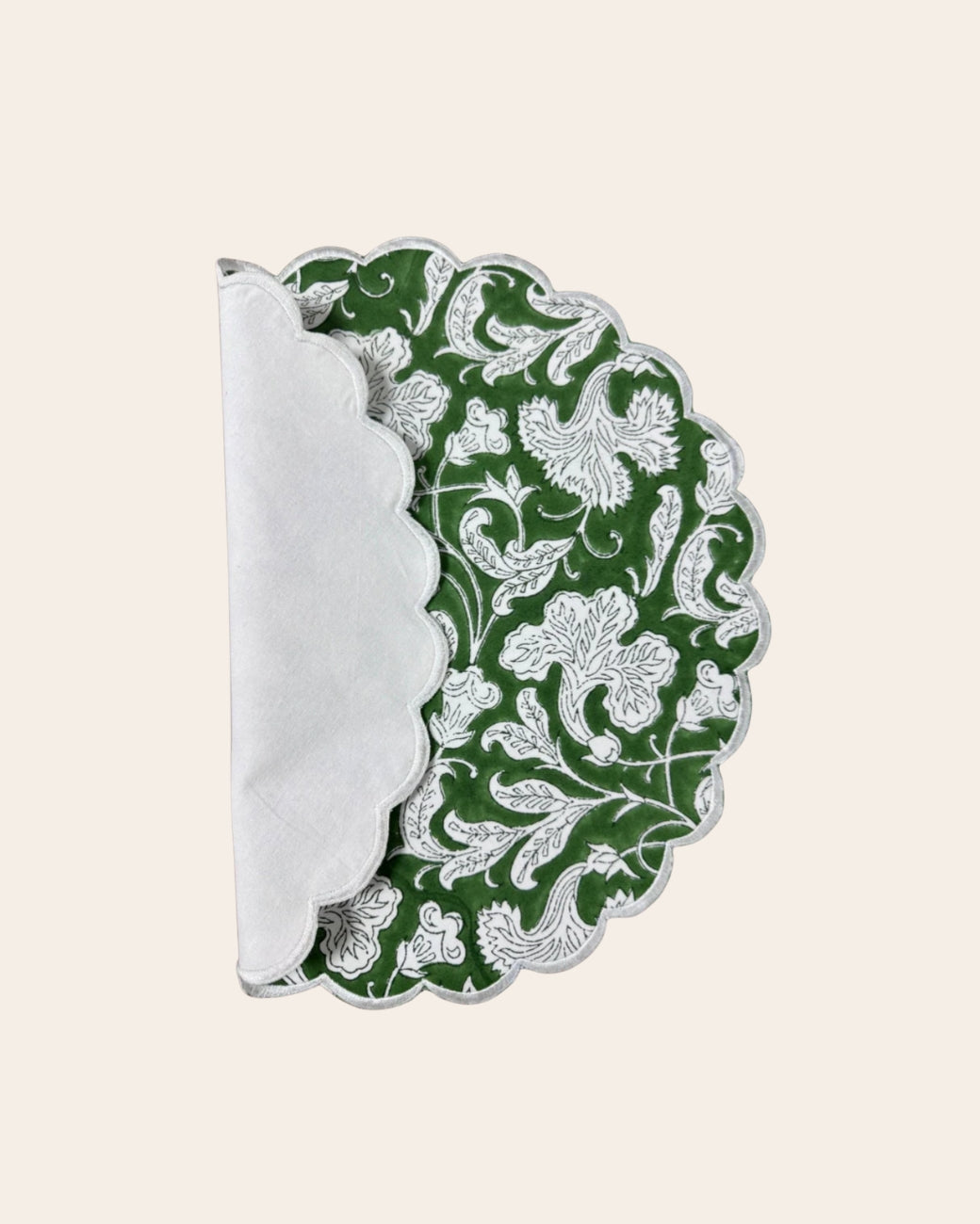 Dark Salmon Pink, Sage Green, Delft Blue Floral Placemat - Set of 4
