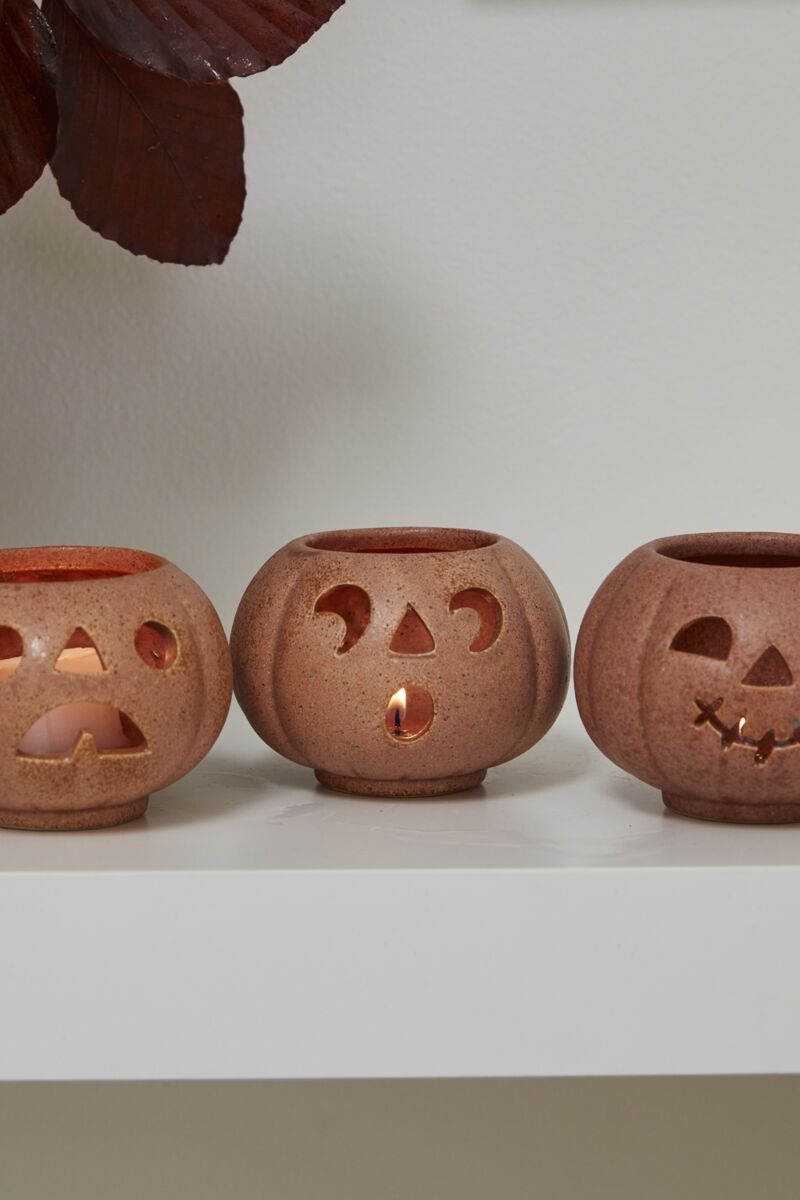 Grinning Pumpkin Votive Set of 3