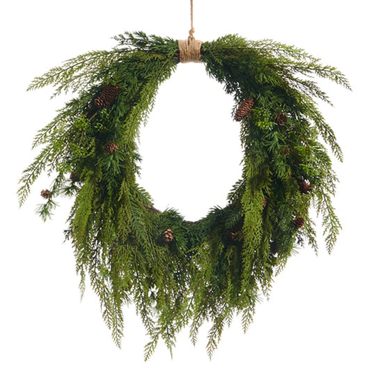 27 Cedar and Mini Pinecone Wreath