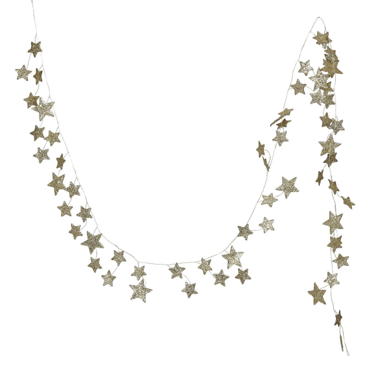 72"L Glitter Star Garland, Gold Finish