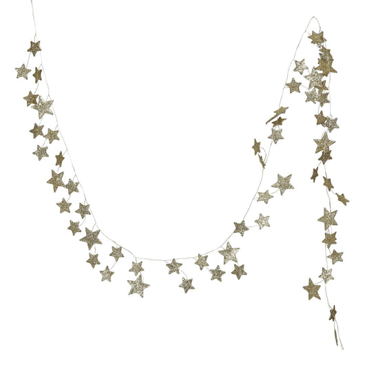 72"L Glitter Star Garland, Gold Finish