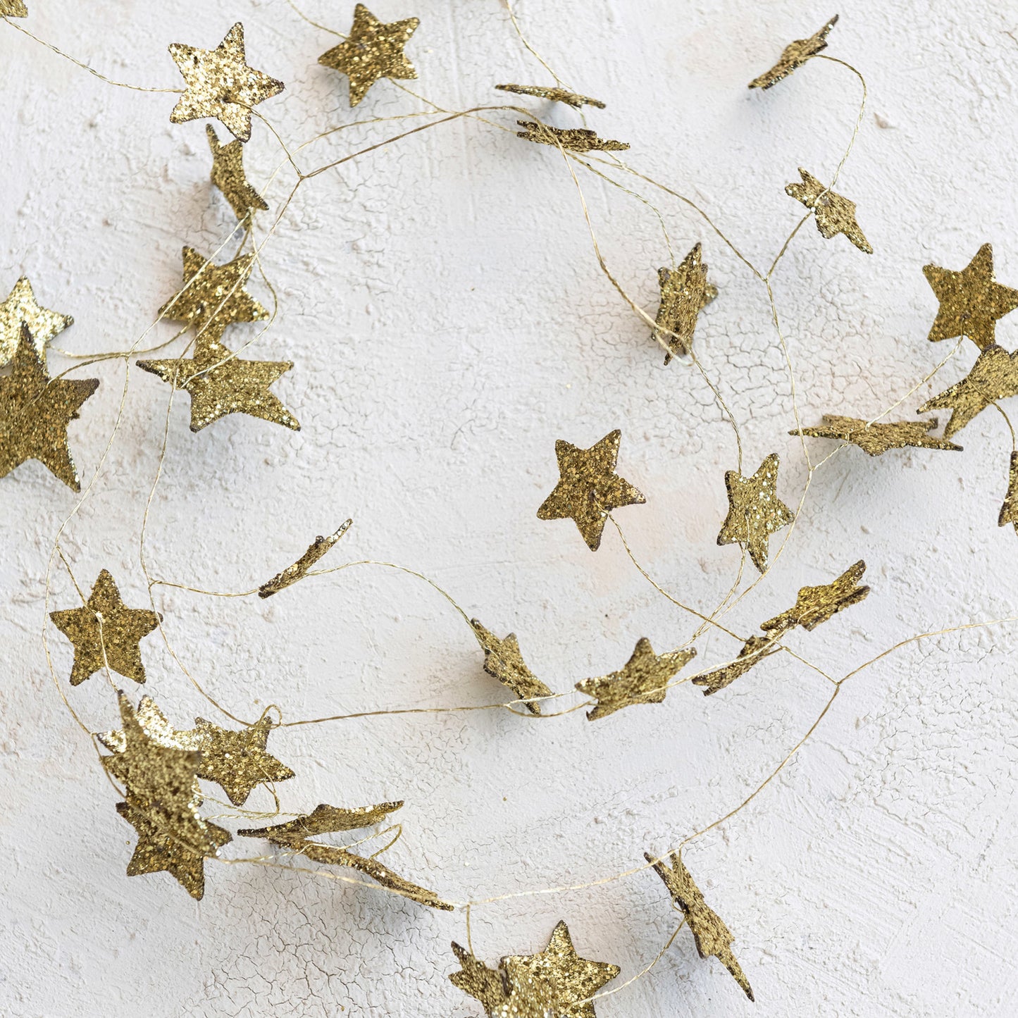 72"L Glitter Star Garland, Gold Finish