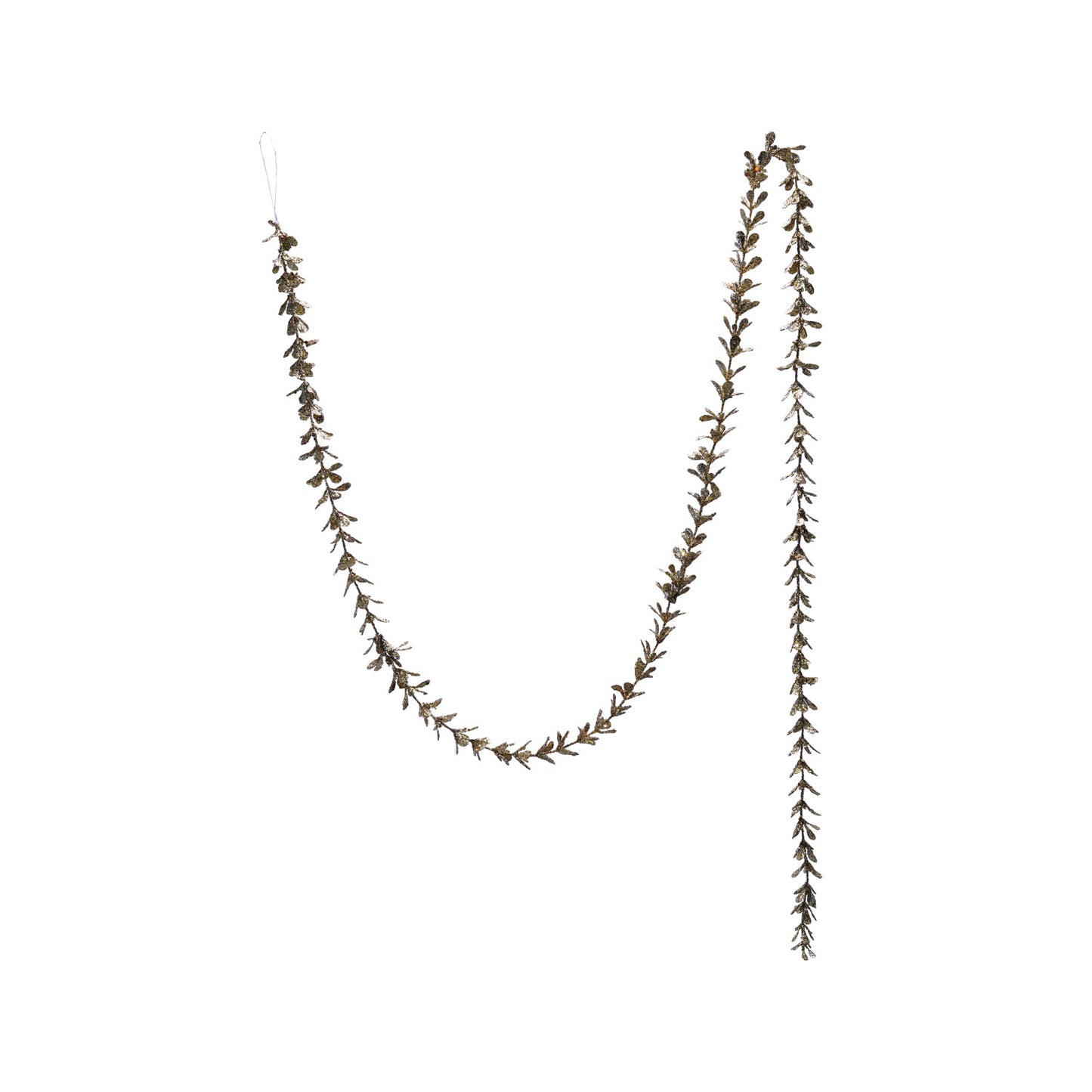 Faux Boxwood Garland with Glitter, Champagne Finish