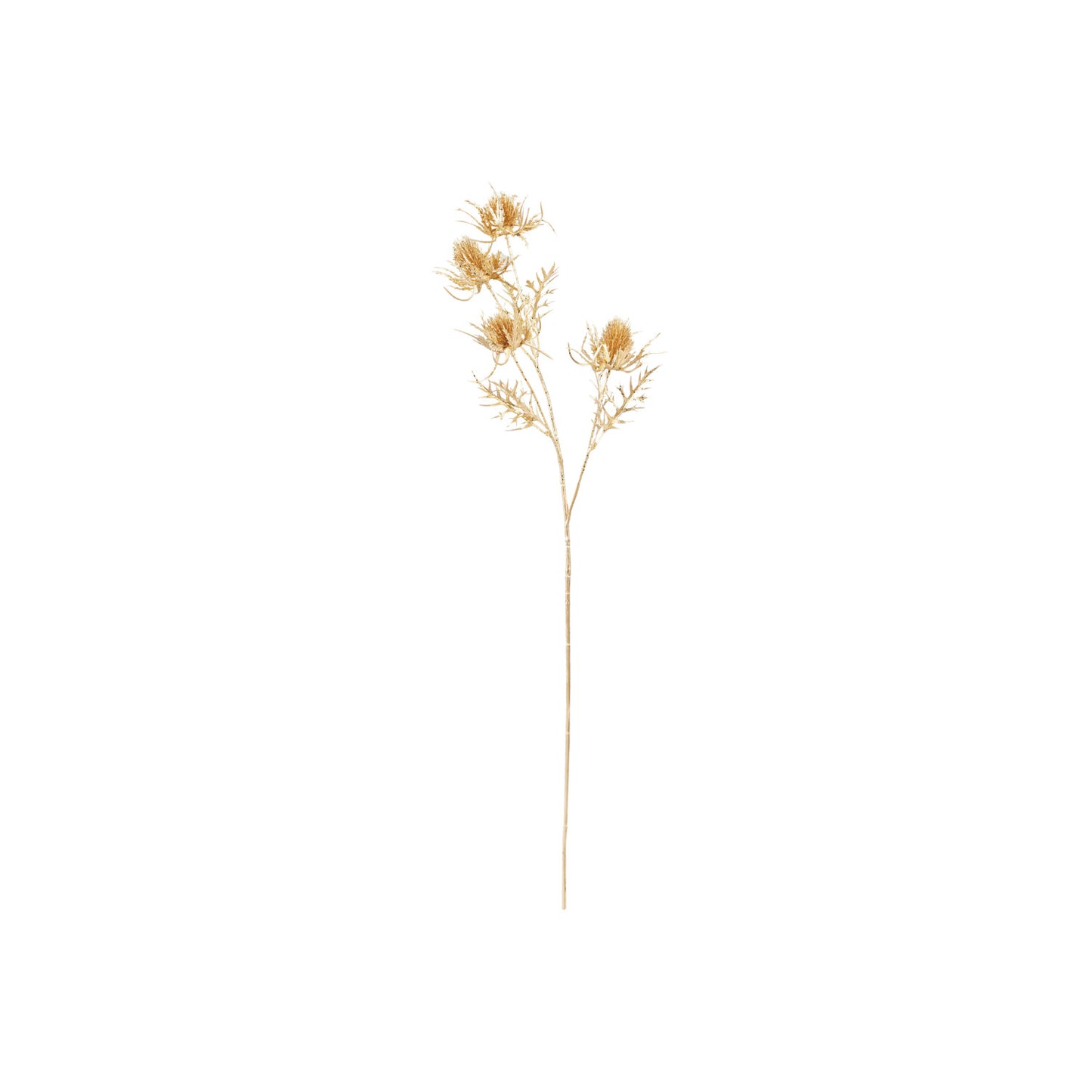 Faux Thistle Stem with Glitter, Gold Finish
